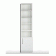 Lit escamotable Lutecia - Blanc mat - Couchage 140 x 190 cm - Colonne bibliothèque intégrée_5