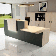 Bureau d'accueil ergonomique et Design Delta - Droite, Noir, Non, 262, Acacia clair_0