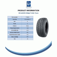 20.5x8.0-10 Roue de remorque 8ply 100mm PCD Wanda Road Legal 605kgs (Lot de 2)_5