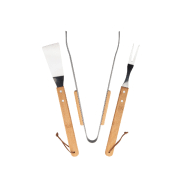 Set BBQ 3 pièces - acier inoxydable avec manches en bambou - dans boîte en papier kraft_5