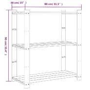 Vidaxl support de rangement à 3 niveaux noir 80x38x90 cm bois pin 373408_5