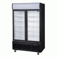 Vitrine réfrigérée positive 2 portes battantes avec caisson lumineux Série G 950L noire | Polar - GM813_5