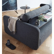 Canapé convertible design Vogan - Innovation Living - tissu Kenya Dark Grey - étagère intégrée et couchage 120x200 cm_5