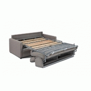 Canapé-lit 3 places convertible OPERA - Ouverture express - Matelas 16 cm - Velours violet foncé - Tête de lit intégrée_5