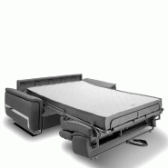 Canapé convertible express Réaumur 140 cm - Matelas 16 cm - Pieds luge acier - Cuir vachette gris graphite_5