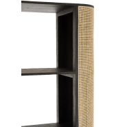 Étagère RARY en bois exotique noir et rotin naturel - 4 planches - Style classique et design_5