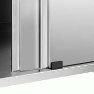 Meuble bas inox adossé P 600 mm avec portes - 1000_5