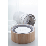 Thermos en verre borosilicate - double paroi - infuseur à thé - couvercle en bambou - 420 ml_5