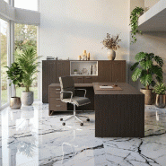 Bureau d'angle T45 avec caisson - Quadrifoglio. - 220, Gauche, Eucalyptus_5