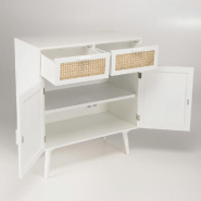 Buffet Andros blanc - 2 tiroirs et 2 portes avec cannage naturel en rotin_5