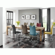 Lot de 4 chaises Kilou - tissu noir - piètement luge en tube laqué noir mat - design chic et moderne_5