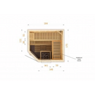 Cabine de sauna d'angle 194x175x199 avec poêle HARVIA VEGA 8KW et commande déportée_5