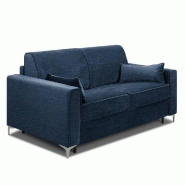 Canapé convertible express Jackson 140cm - Comfort Bultex 12cm - Sommier lattes Renatonisi - Tissu tweed bleu_5