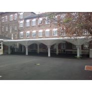 Préau Impluvio avec toile - Dimensions de 36m² à 102m², sur poteau central, acier galvanisé_5