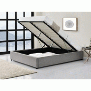Lit coffre Dorres 180x200cm - sommier relevable gris avec grand coffre de rangement_5