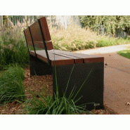 Banc public en bois PYSA - acier corten et bois tropical TIAMA - 2000mm_5