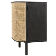 Buffet bas RARY - bois exotique noir et rotin naturel - 3 portes et 3 tablettes de rangement_5
