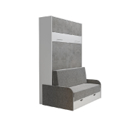 Armoire lit escamotable LOFT SOFA gris béton avec canapé accoudoirs tissu - Couchage 140x200 cm - Design moderne et fonctionnel_5