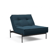 Fauteuil design convertible SPLITBACK - Innovation Living - Argus Navy Blue - Lit 90x115 cm - Pieds acier noir mat_5