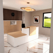 Comptoir d'accueil bi-colore avec PMR Delta et réhausse - Gauche, Blanc, Non, 282, Chêne moyen_5