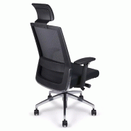 Siège de bureau synchrone avec appui-tête dossier résille So Milan - Z03, Paire d'accoudoirs réglables sur 3 axes - Couleur noire, Sans, Tissu_5