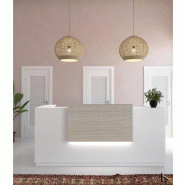 Banque d'accueil droite Delta Plus - Mobel Linea - Blanc, Oui, 324, Acacia clair_5