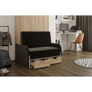 Lit escamotable style industriel KEY SOFA - canapé avec accoudoirs tissu et tiroirs de rangement - couchage 90x200 cm anthracite_5