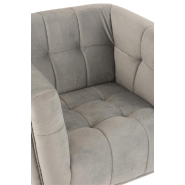Fauteuil lounge Marianah gris clair - style contemporain - structure bois et assise velours capitonnée_5