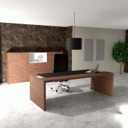 Bureau de Direction E10 - QUADRIFOGLIO - 224, Noyer américain, Sans voile de fond, Cuir noir_0