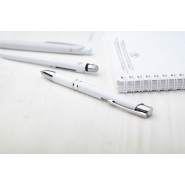 Stylo bille stylet antibactérien - plastique blanc - encre bleue - conforme ISO 22196_5
