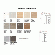 Bureau Idea Tube avec caisson - Quadrifoglio - 160, Anthracite, Orme, Gauche, 4 tiroirs_5