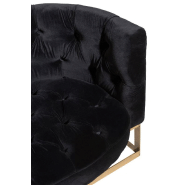 Fauteuil capitonné DACIA - Velours anthracite, structure bouleau et métal doré_5