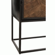 Meuble de rangement mural Jeno en métal et bois de manguier - Noir et marron - 2 portes avec compartiments ouverts_5