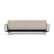 Canapé convertible Splitback Styletto avec accoudoirs - Pieds fuseau en chêne naturel - Tissu bouclé Off White_5