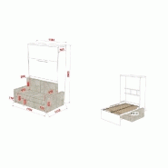 Composition armoire lit escamotable Fidji Sofa - couchage 140x200 avec colonnes de rangements intégrées et canapé blanc cassé_5