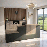 Comptoir d'accueil bi-colore avec PMR Delta et réhausse - Gauche, Noir, Non, 262, Chêne grisé_5