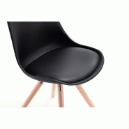 Lot de 2 chaises SANDO - Polypropylène noir avec coussin en polyuréthane et pieds en bois - Design chic et moderne_5
