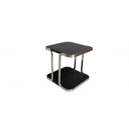 Table basse Izamu - structure acier inoxydable brossé et plateau plaqué chêne noir_5