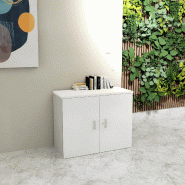 Armoire basse à portes battantes - Mobel Linea - 100, Blanc pastel, Gris aluminium_5