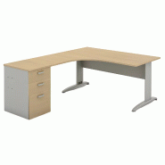 Bureau d'angle compact piètement métal avec caisson hauteur bureau So Aitana_5