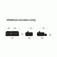 Innovation Living - Canapé convertible design Vogan tissu Mixed Dance Grey - lit 120x200 cm et méridienne_5