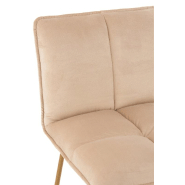 Chaise de bar RATRI - Velours beige, pieds métal couleur laiton - Design en vogue et confortable_5