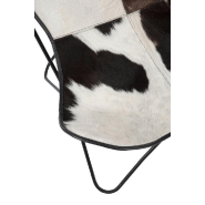 Fauteuil en cuir Loulou - Peau de vache noire et blanche - Design ethnique - Pieds en métal noir_5
