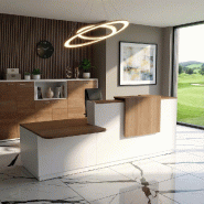 Comptoir d'accueil bi-colore avec PMR Delta et réhausse - Gauche, Blanc, Non, 262, Acacia foncé_5