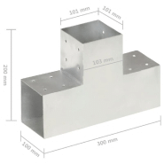Vidaxl connecteurs de poteau 4pcs forme en t métal galvanisé 101x101mm 145480_5