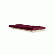 Fauteuil convertible futon ROOTS - Pin naturel - Coloris bordeaux - Couchage 90 x 200 cm - Inspiration japonaise_5