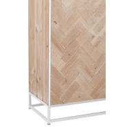 Buffet MOUNIE - 2 portes motifs chevron naturel clair - pieds métal blanc - style industriel_5