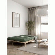 Banquette futon FOLK en pin massif - Coloris vert olive - Couchage 130 x 190 cm - Design scandinave avec accoudoirs en métal_5