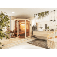 Cabine de sauna d'angle 194x194x199 - Poêle HARVIA VEGA 8KW à commande déportée_5