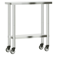 Vidaxl table de travail de cuisine avec roues 82,5x30x85 cm inox 376460_5